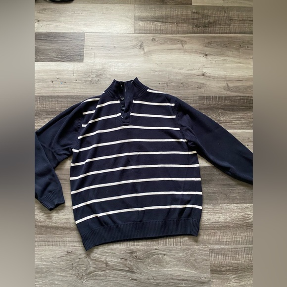 East side West side Blue White Stripe Men’s Sweatshirt Size X Large - Picture 3 of 6